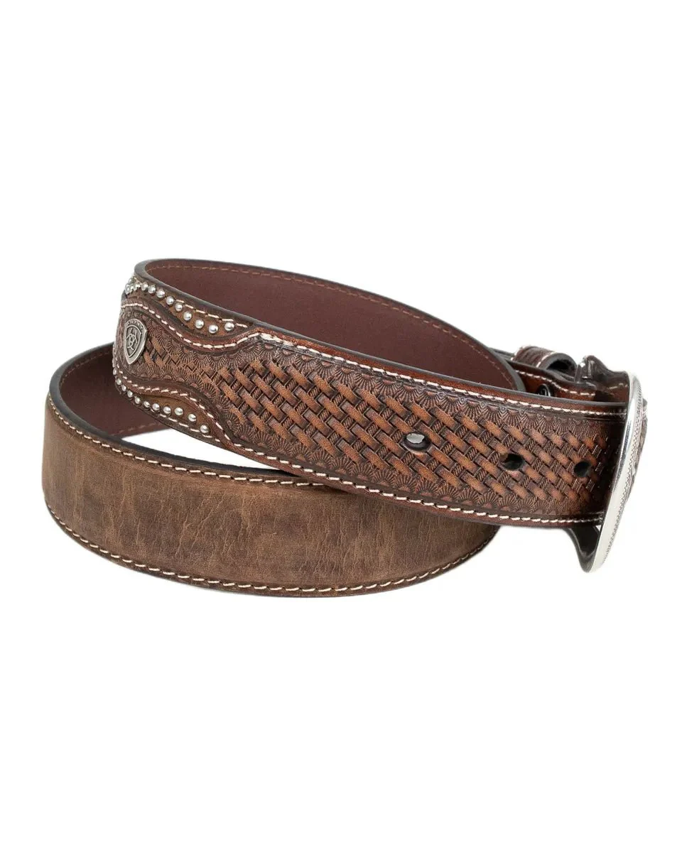 Ariat - Läderbälte - Gary - Western bälte med flätad look - Brunt - Image 3