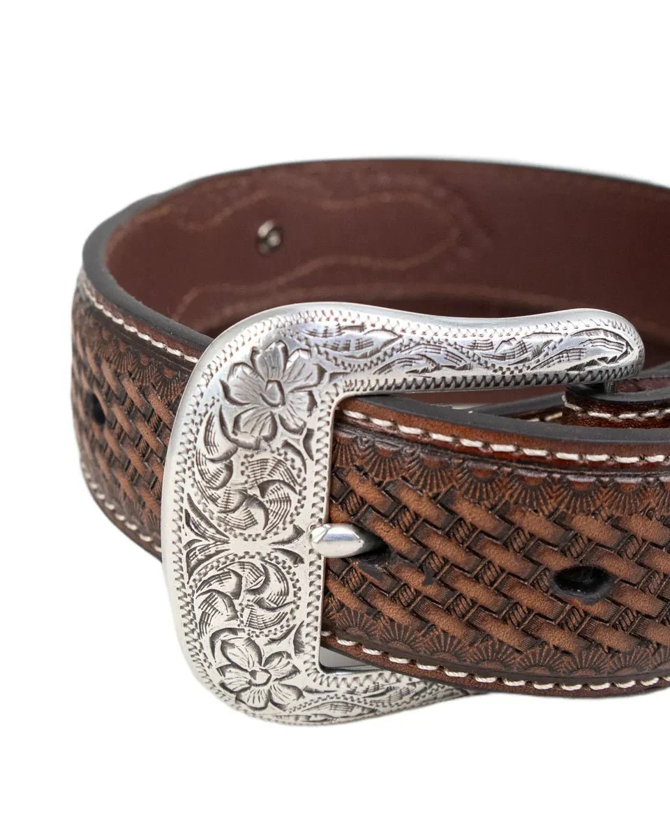 Ariat - Läderbälte - Gary - Western bälte med flätad look - Brunt - Image 4