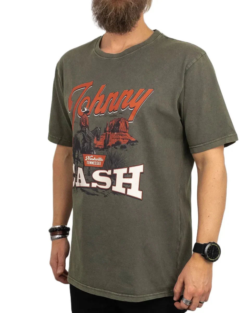 Band Tee - T-Shirt - Johnny Cash - Desert Cowboy - Grön - Image 2