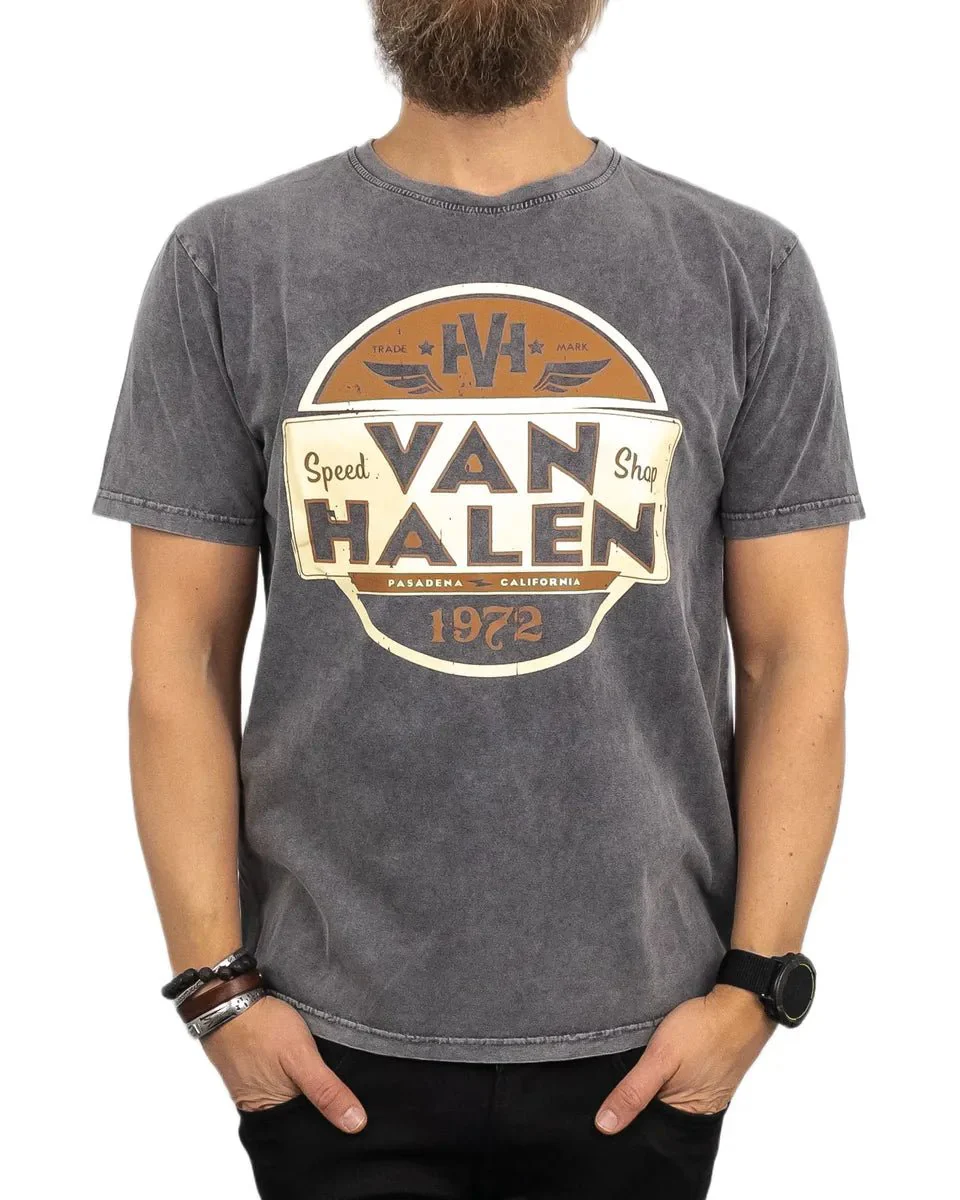 Band Tee - T-Shirt - Van Halen - Speed Shop 1972 - Tvättad Grå