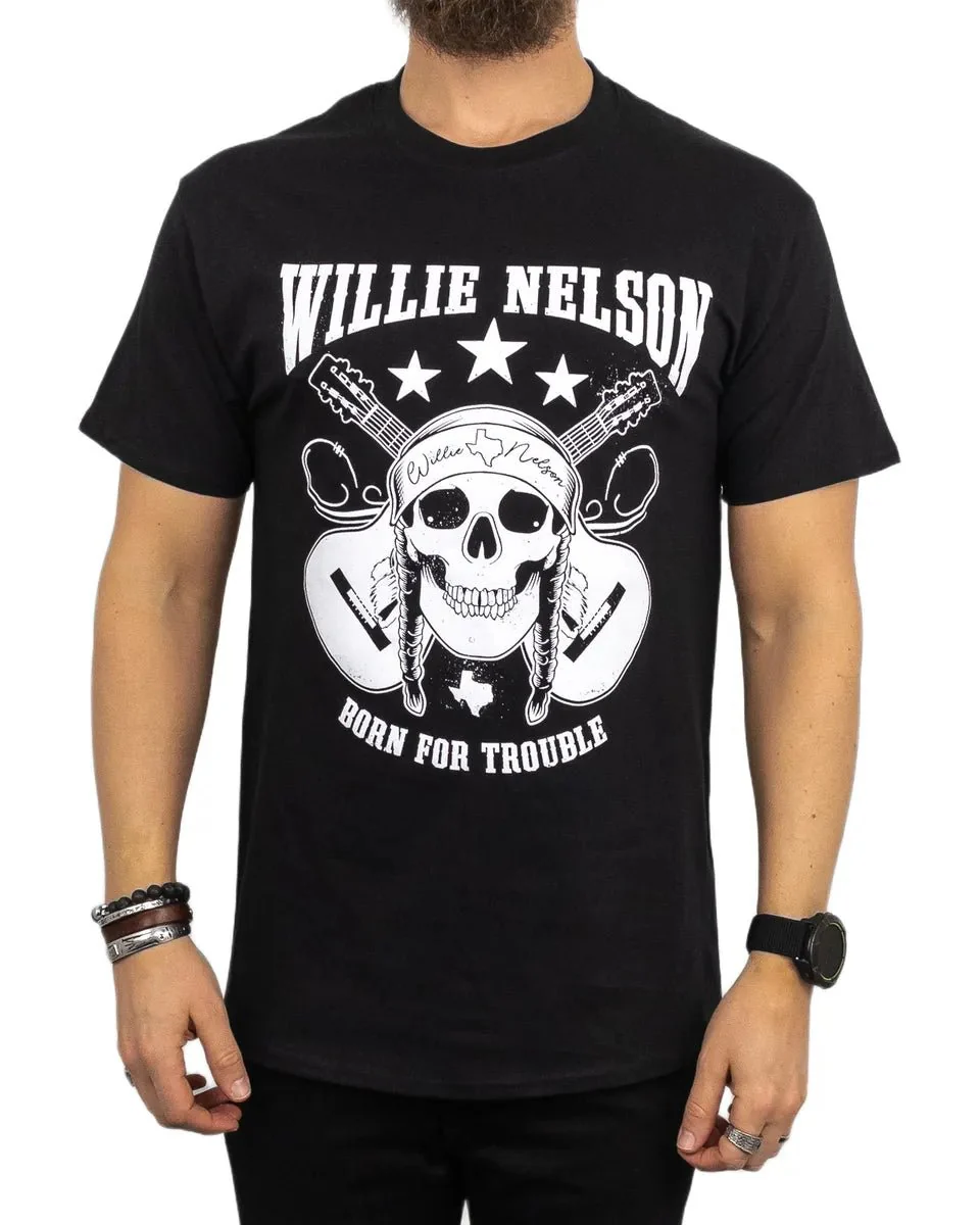 Band Tee - T-Shirt - Willie Nelson - Skull Guitar - Svart - Image 2