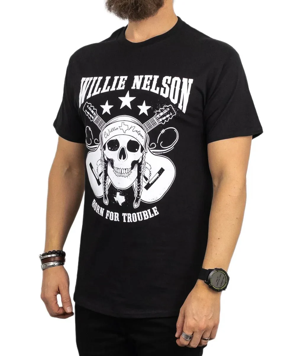 Band Tee - T-Shirt - Willie Nelson - Skull Guitar - Svart - Image 3
