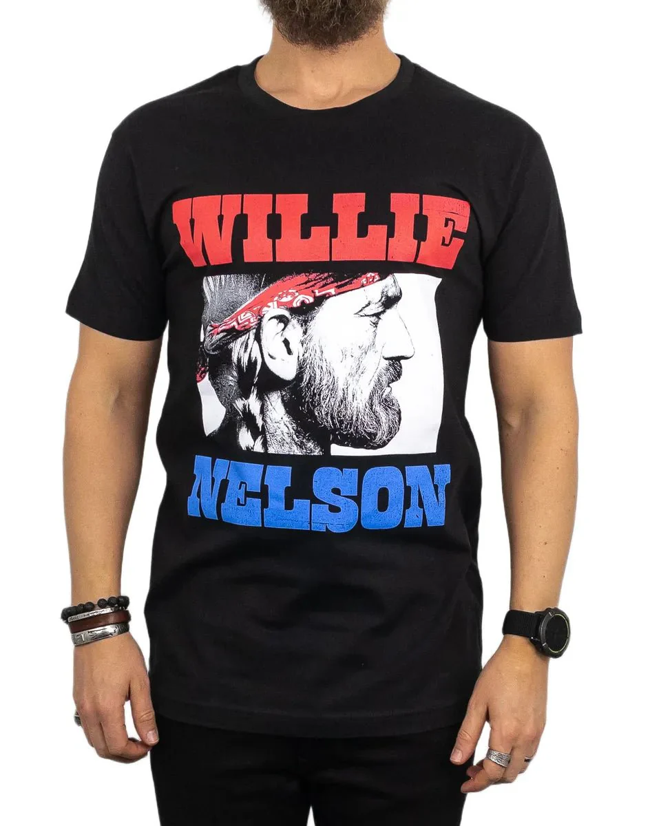 Band Tee - T-Shirt - Willie Nelson - Stare Face - Svart - Image 2
