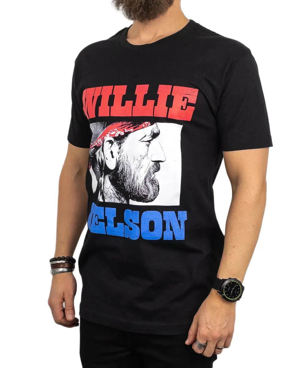 Band Tee - T-Shirt - Willie Nelson - Stare Face - Svart - Image 3