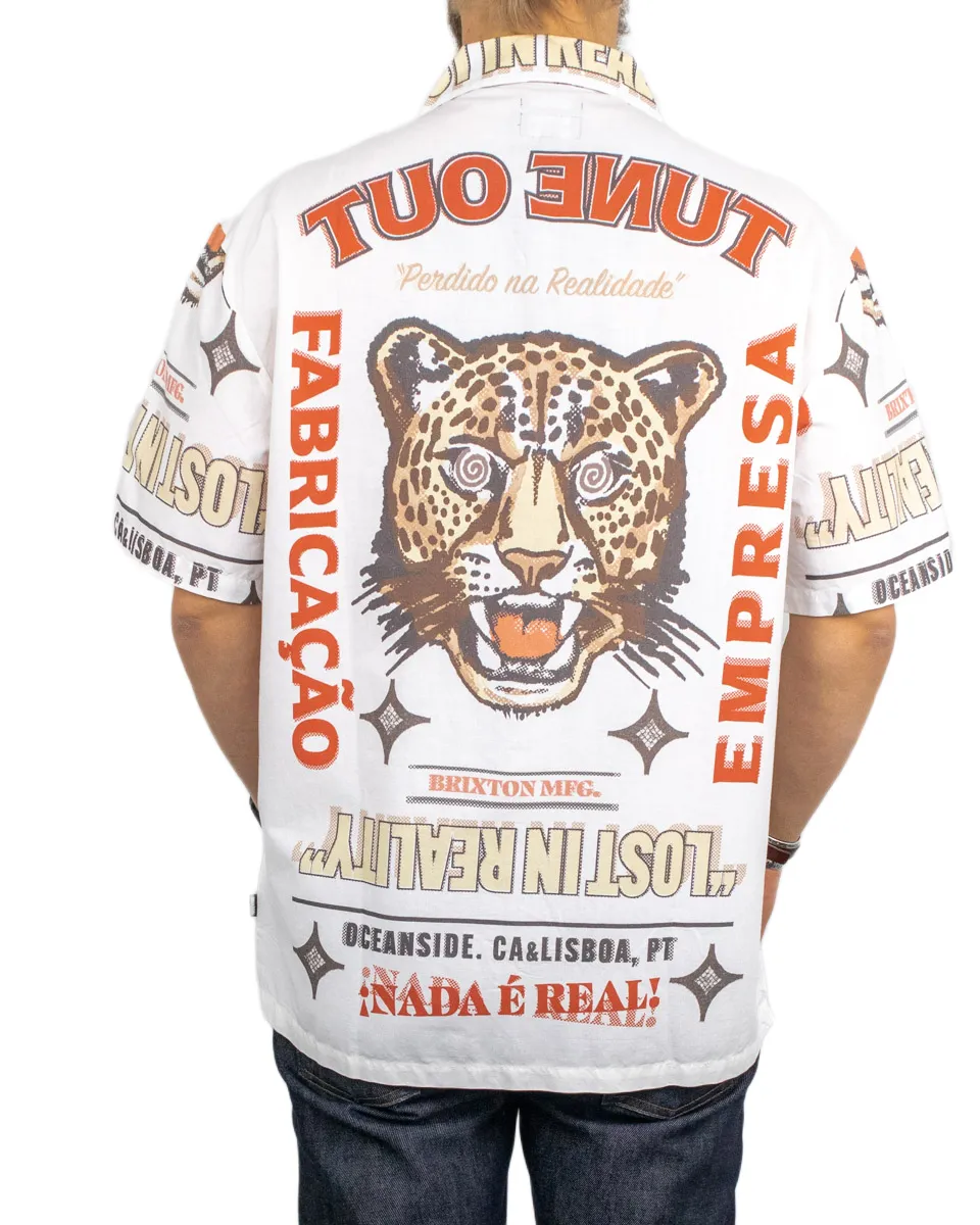 Brixton - Kortärmad Skjorta med Print - Getaway - Leopard - Vit - Image 3