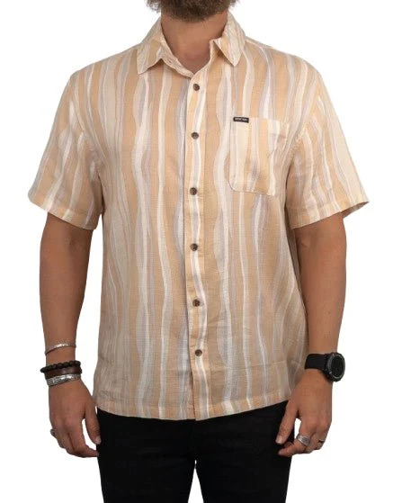 Brixton - Kortärmad skjorta Randig - CRU Slub - Beige