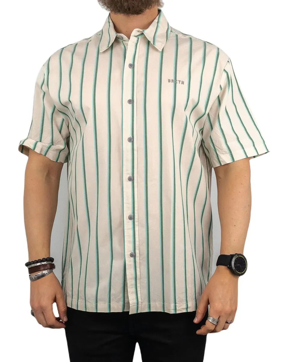 Brixton - Kortärmad Skjorta - Randig Cru Stripe - Vit - Image 3