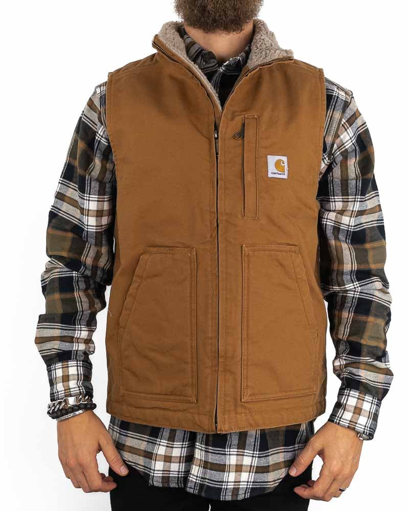 Carhartt - Canvasväst med Sherpafoder Brun - Mock Neck - Image 3