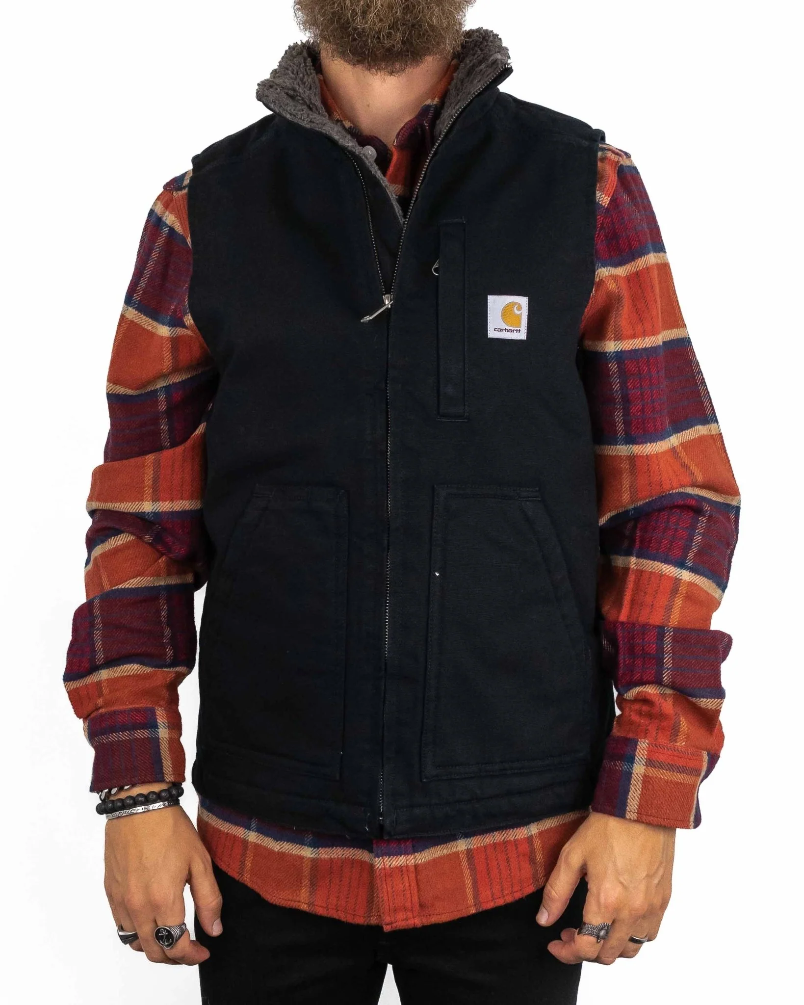 Carhartt - Canvasväst med Sherpafoder Svart - Mock Neck - Image 3