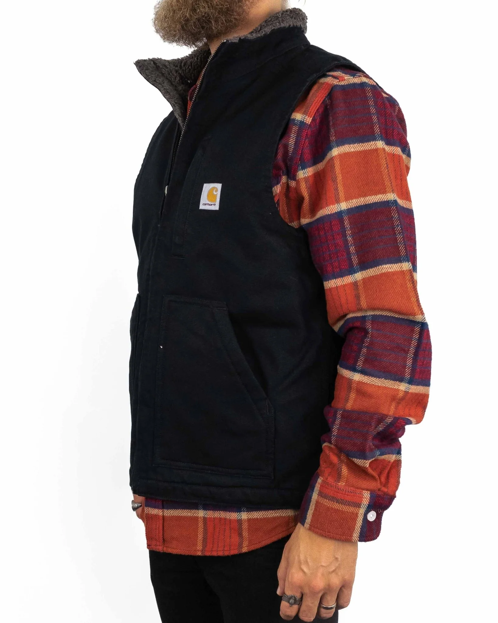 Carhartt - Canvasväst med Sherpafoder Svart - Mock Neck - Image 4