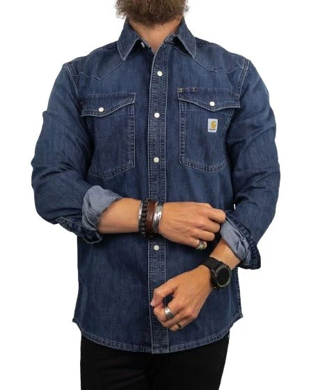 Carhartt - Denim Skjorta med Tryckknappar - Wyatt - Blå - Image 3