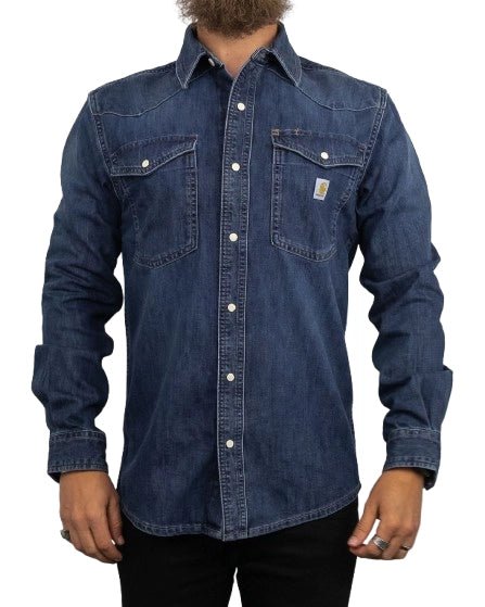 Carhartt - Denim Skjorta med Tryckknappar - Wyatt - Blå - Image 4