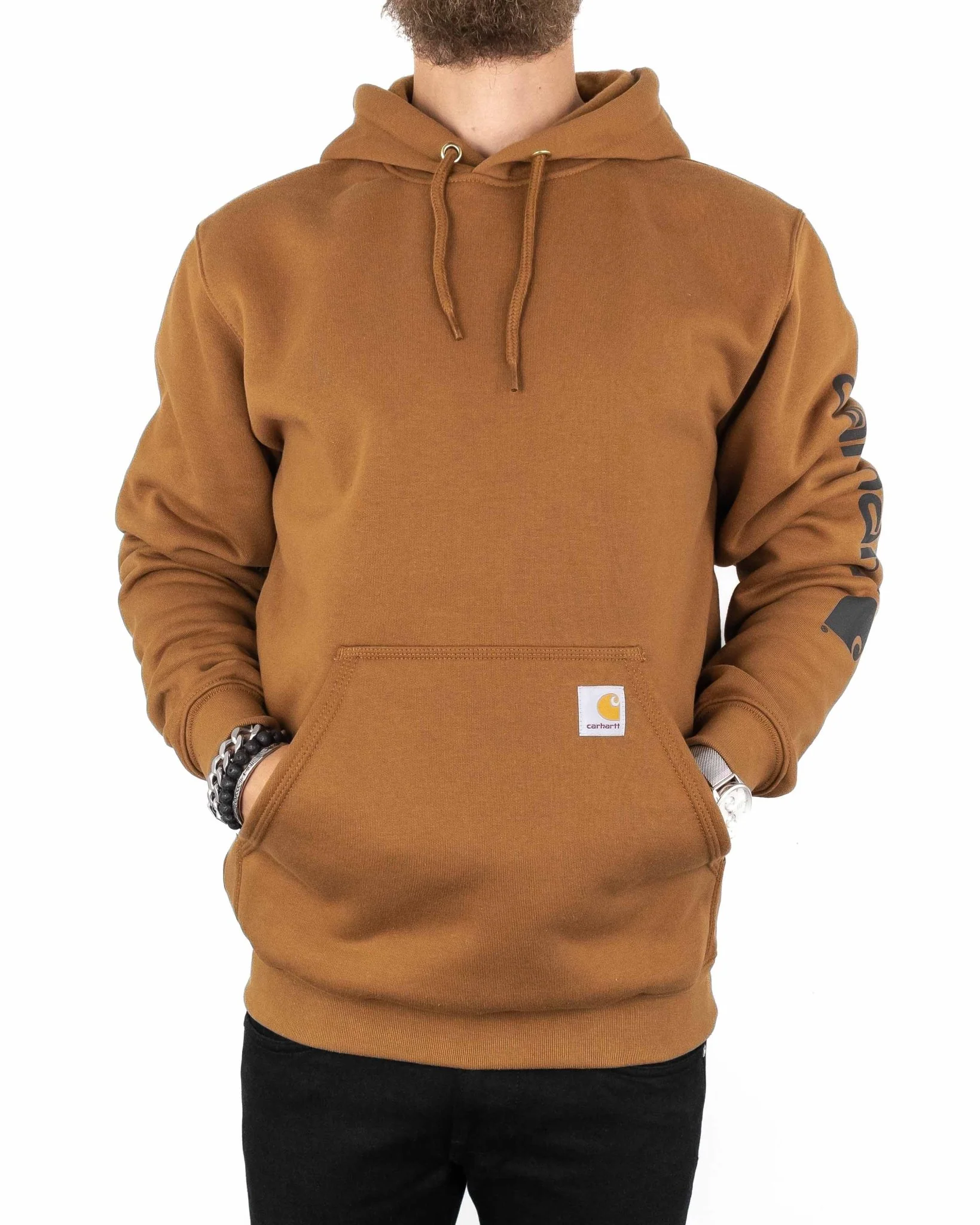 Carhartt - Hoodie Brun - Sleeve Logo - Image 4