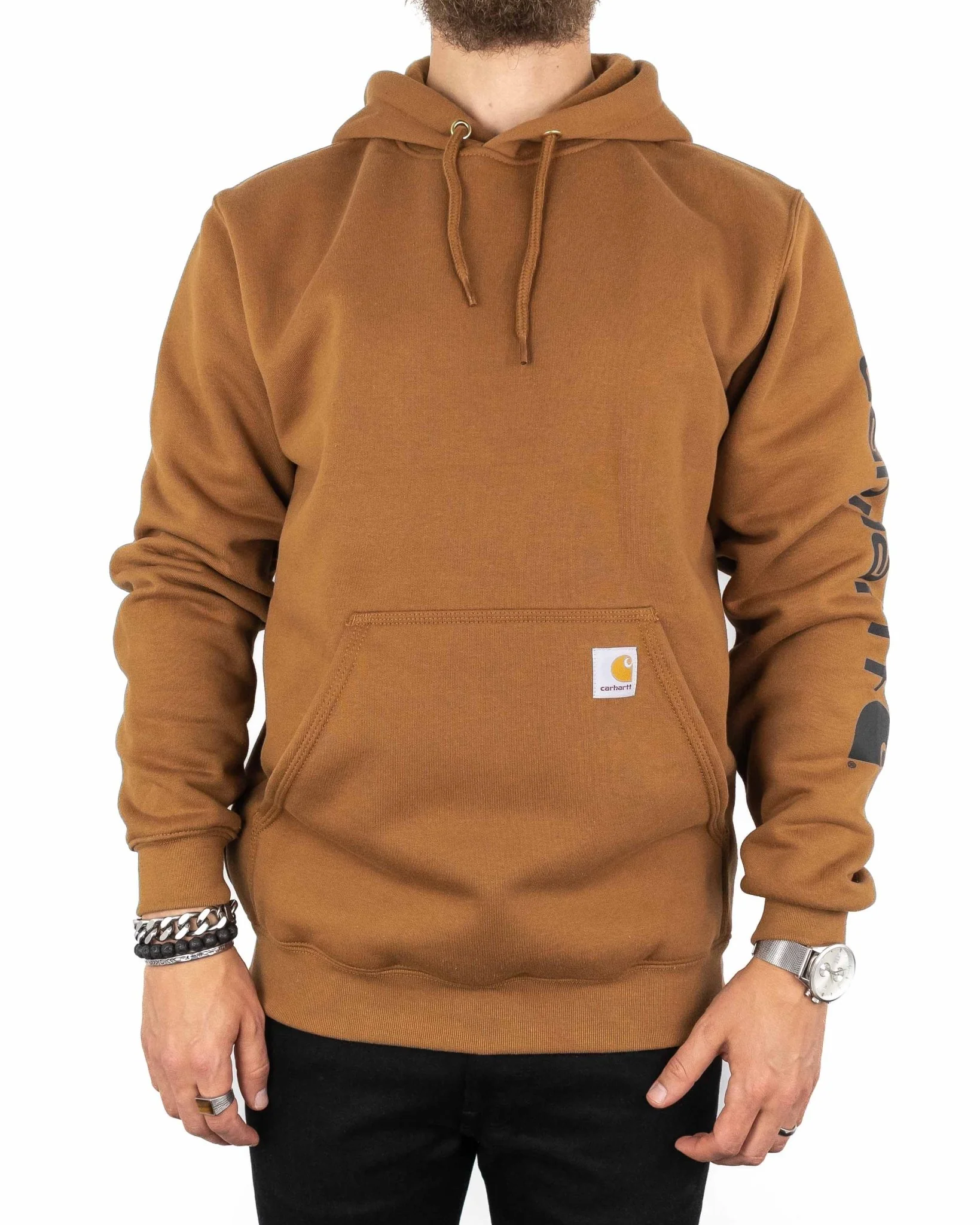 Carhartt - Hoodie Brun - Sleeve Logo - Image 5