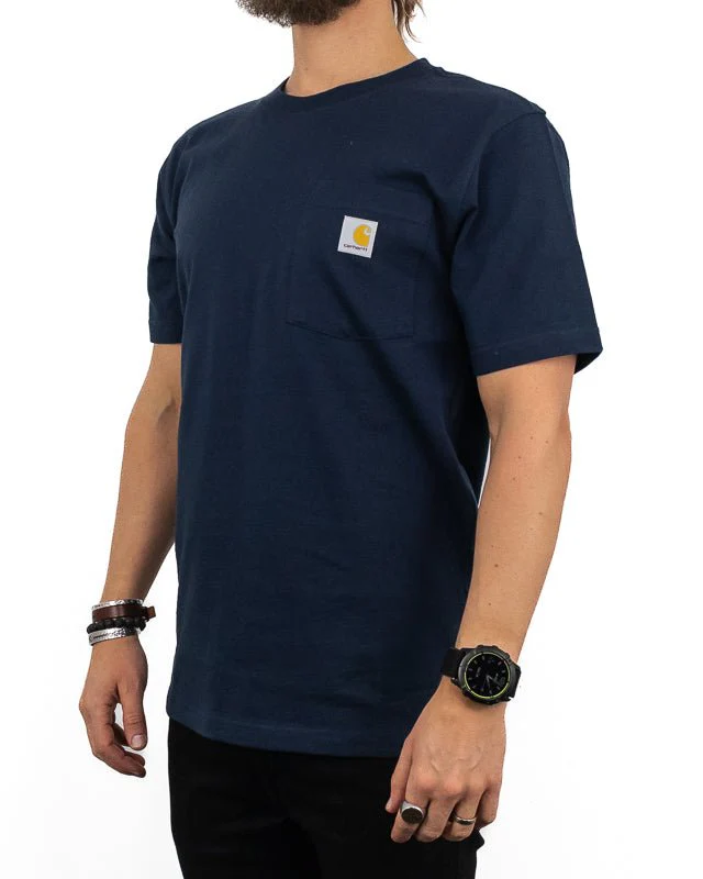 Carhartt - T-shirt med ficka mörkblå - K87 Pocket - Image 4