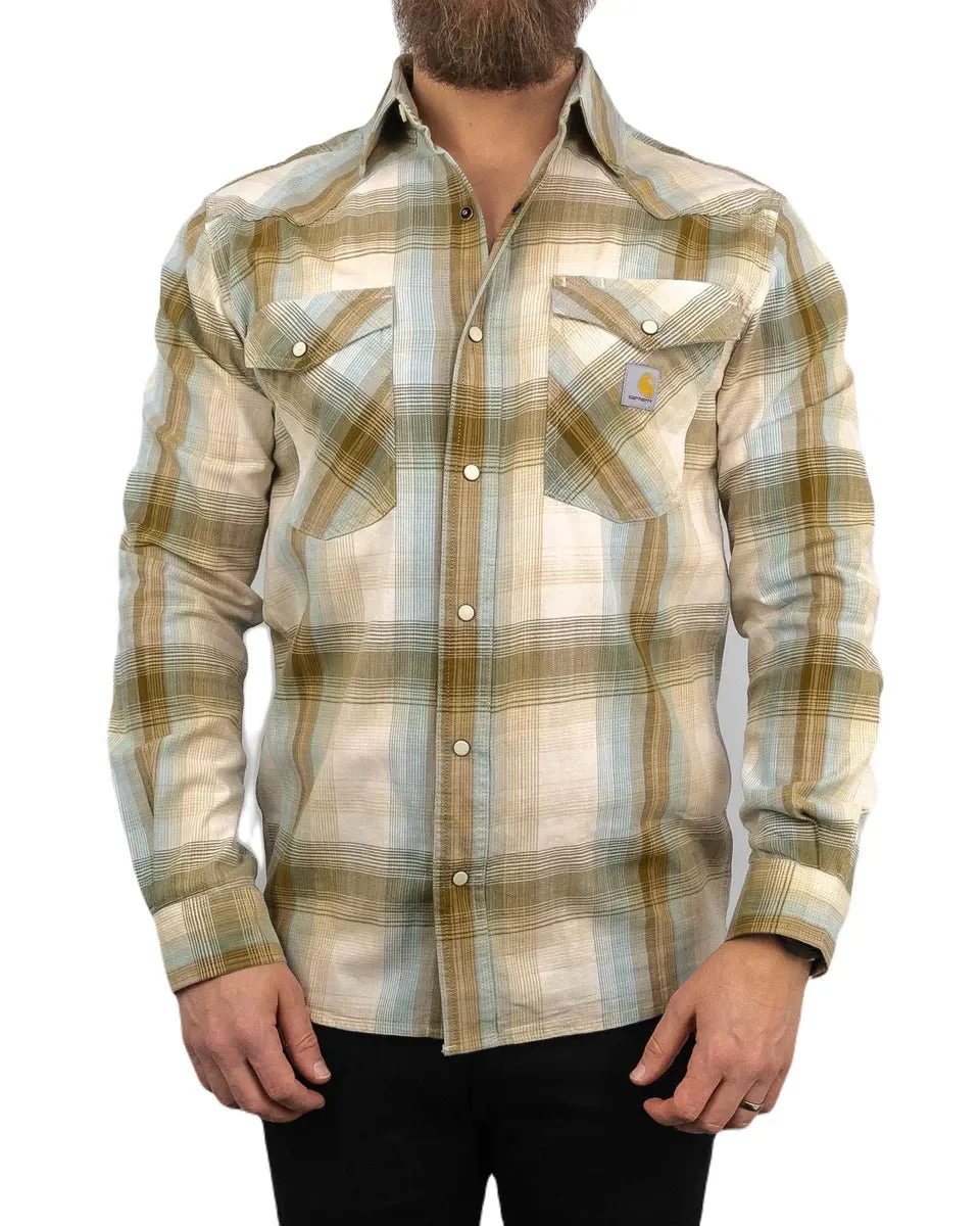Carhartt - Twillskjorta - Plaid Snap - Khaki - Image 4