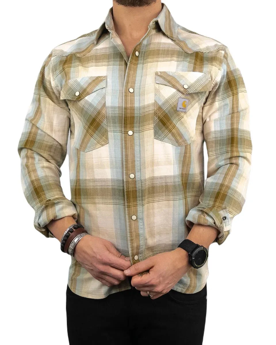 Carhartt - Twillskjorta - Plaid Snap - Khaki - Image 5