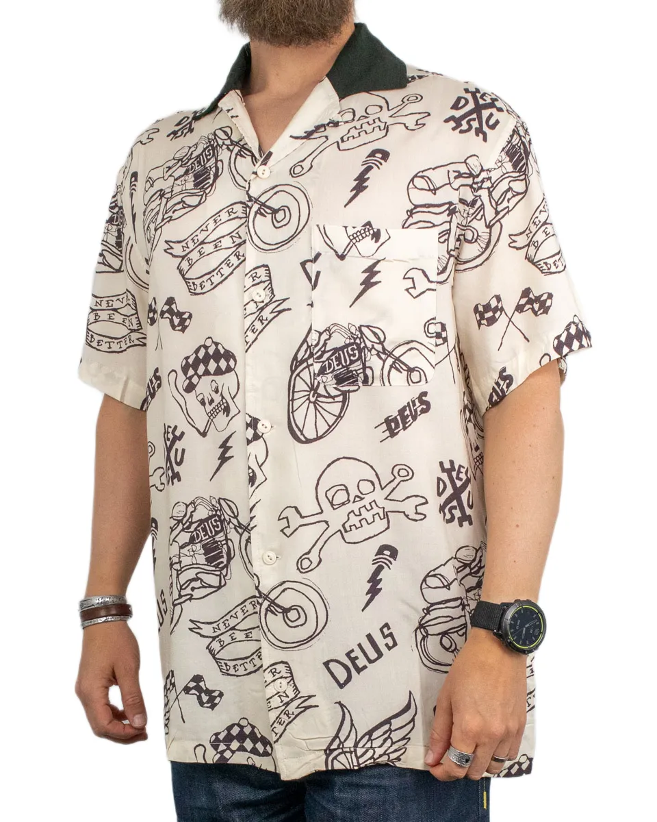 Deus Ex Machina - Kortärmad Skjorta - Doodle Shirt - Benvit - Image 4
