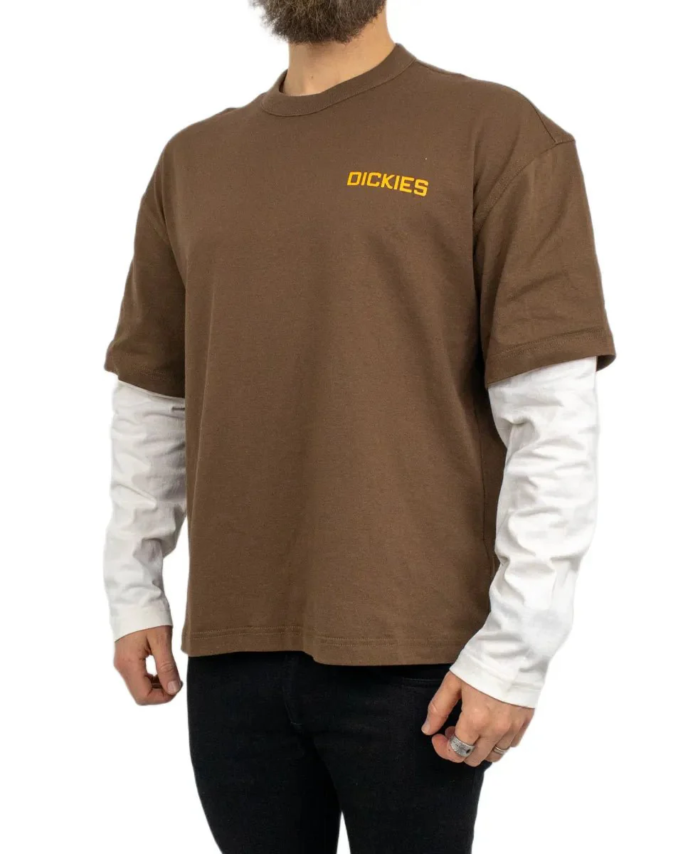 Dickies - 2-i-1 Långärmad T-Shirt - Payson 2fer - Brun/Vit