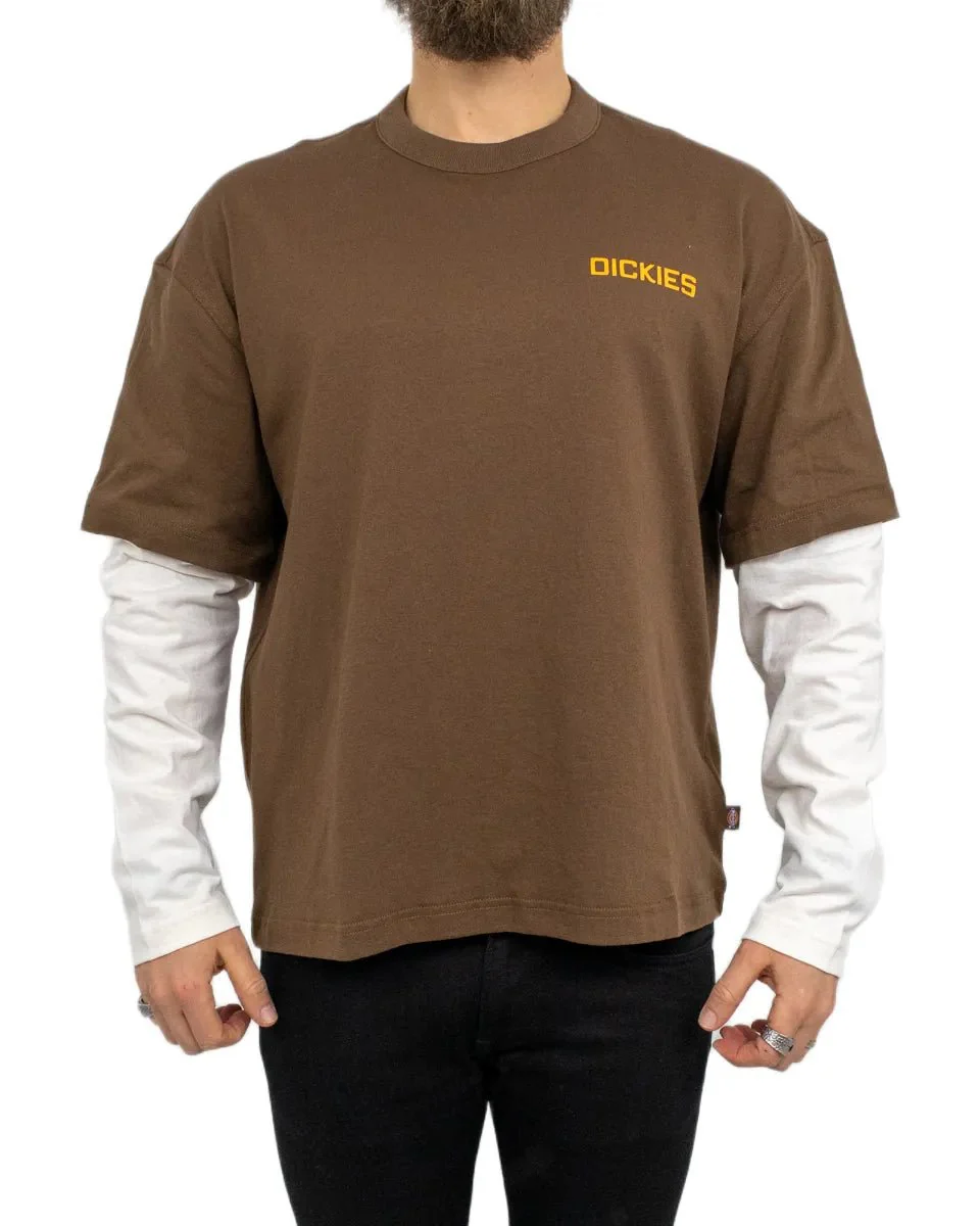 Dickies - 2-i-1 Långärmad T-Shirt - Payson 2fer - Brun/Vit - Image 3
