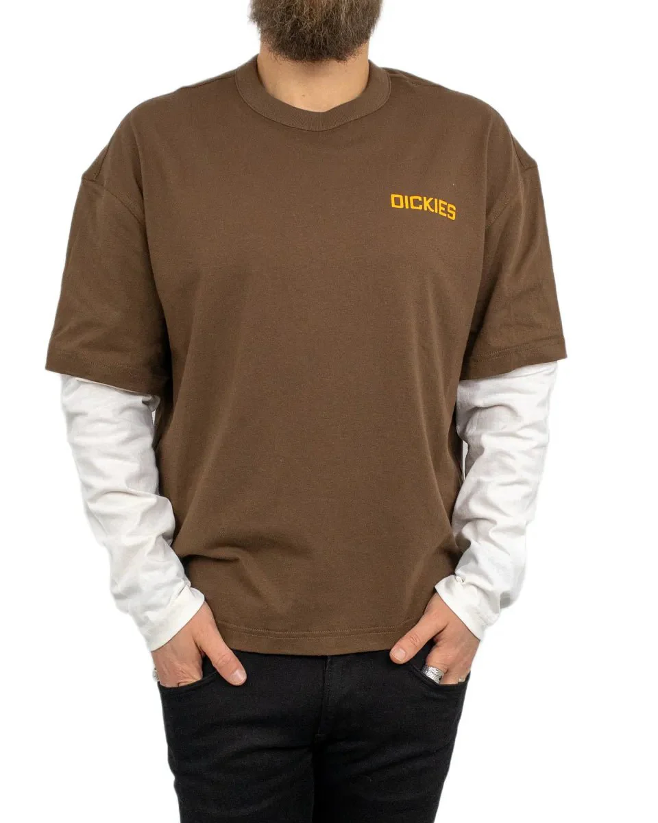 Dickies - 2-i-1 Långärmad T-Shirt - Payson 2fer - Brun/Vit - Image 4