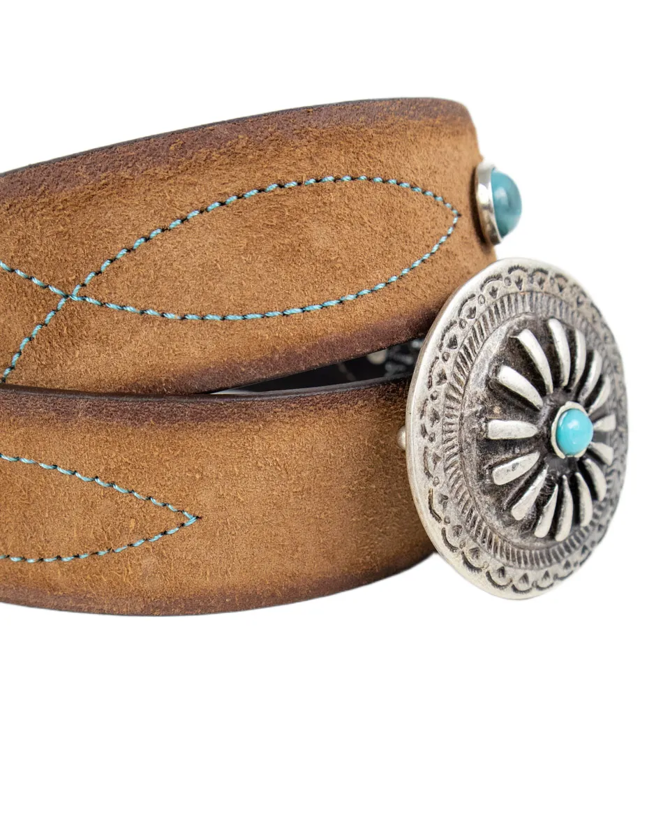 Gianni Franco - Handgjort Läderbälte - Rund Buckle - 422 - Brun - Image 3