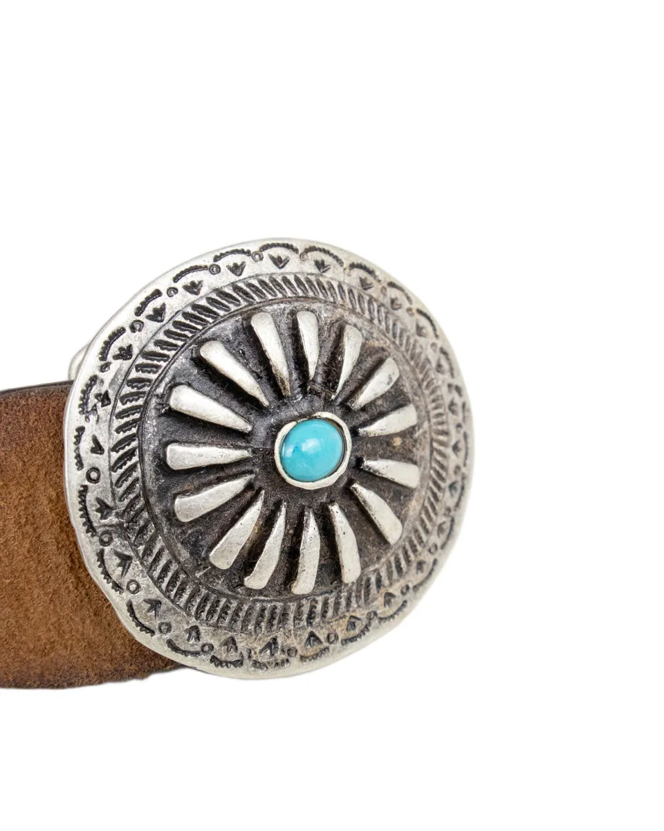 Gianni Franco - Handgjort Läderbälte - Rund Buckle - 422 - Brun - Image 6