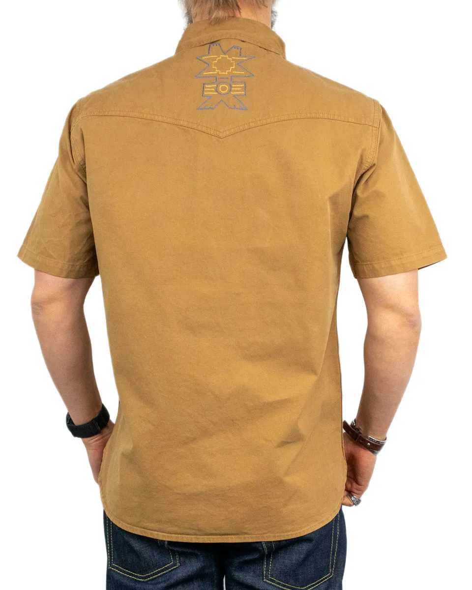 Iron & Resin - Kortärmad Skjorta med Brodyr - Sapa - Beige - Image 4