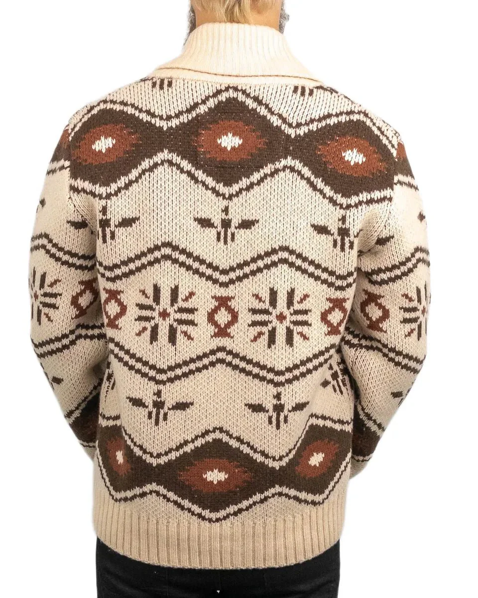 Iron & Resin - Stickad Kofta i Ull - Wincha Shawl Sweater - Vit - Image 5