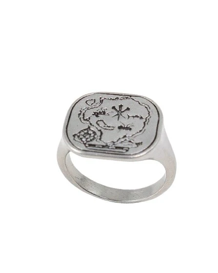 Jernhest - Antrik Ring med karta - Opolerad silver - Image 2
