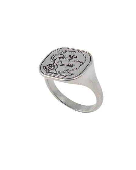 Jernhest - Antrik Ring med karta - Opolerad silver - Image 3