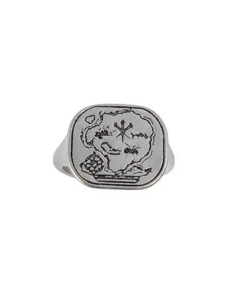 Jernhest - Antrik Ring med karta - Opolerad silver - Image 4