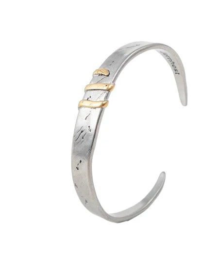 Jernhest - Flats Armband - Oxiderad Silver med Guld band - Image 2