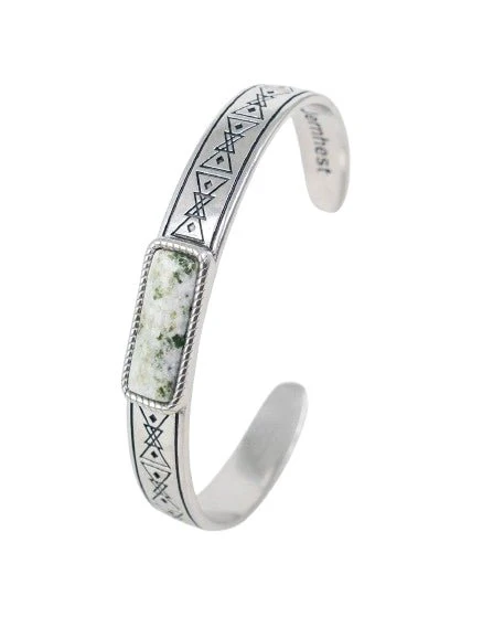 Jernhest - Forsjo Armband - Armlänk med Kolmårdsmarmor - Opolerad Silver