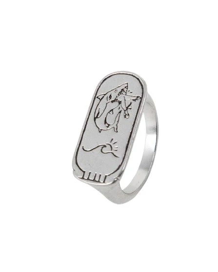 Jernhest - Haman Ring med haj - Opolerad Silver