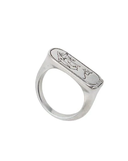 Jernhest - Haman Ring med haj - Opolerad Silver - Image 2