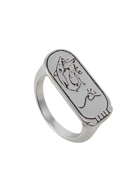 Jernhest - Haman Ring med haj - Opolerad Silver - Image 4
