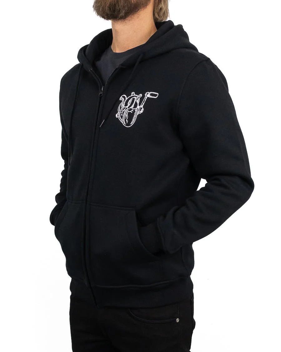 Jernhest Kickstart My Heart Hoodie - Svart Zip-Hoodie med Grafiskt Tryck - Image 4