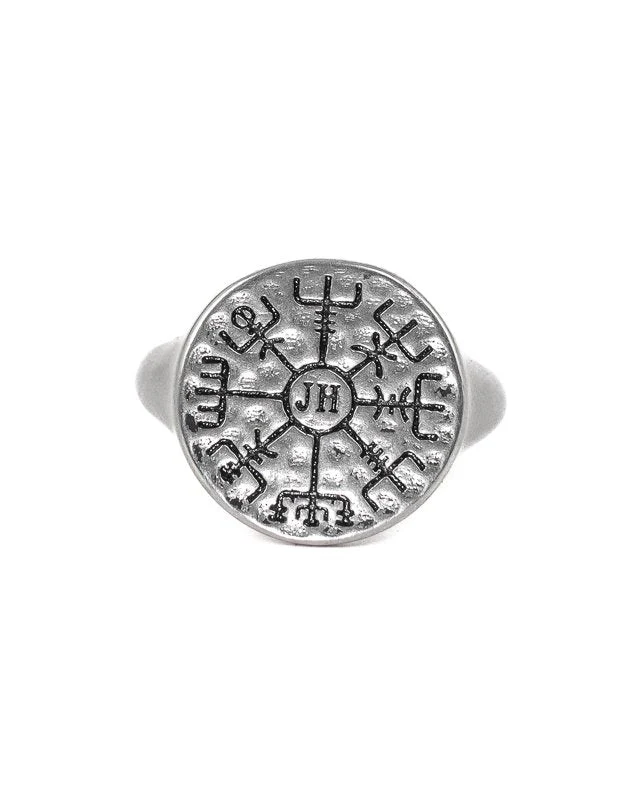 Jernhest - Leko Ring - Silver - Vegvisir vintage look - Image 2