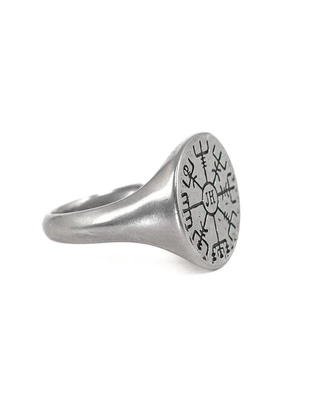 Jernhest - Leko Ring - Silver - Vegvisir vintage look - Image 3