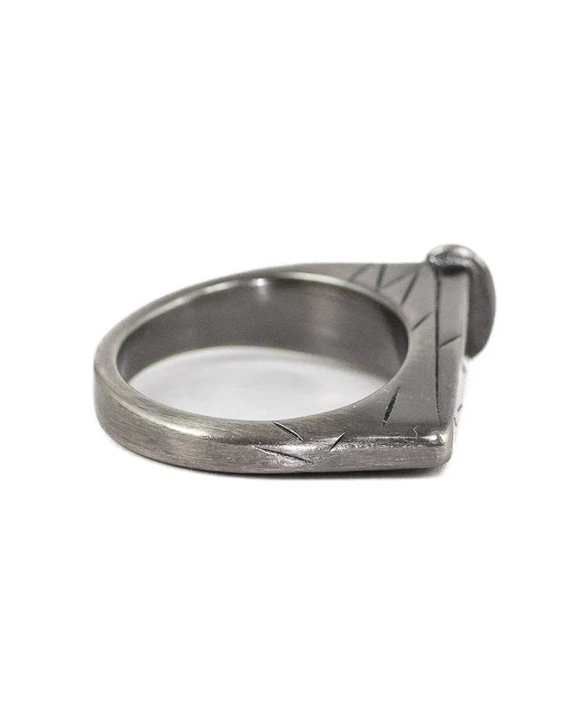 Jernhest - Sern Ring - Antik silver - Smidd spik - Image 2