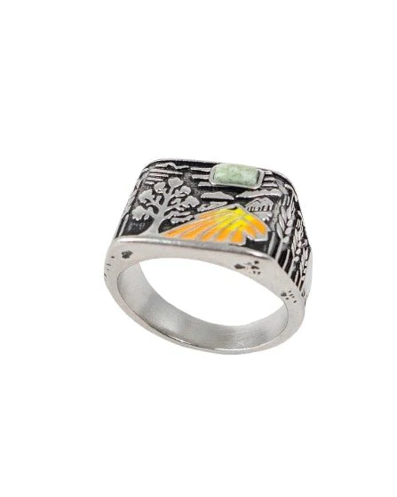 Jernhest - Slatta Ring med Kolmårdsmarmor och emalj - Silver - Image 2