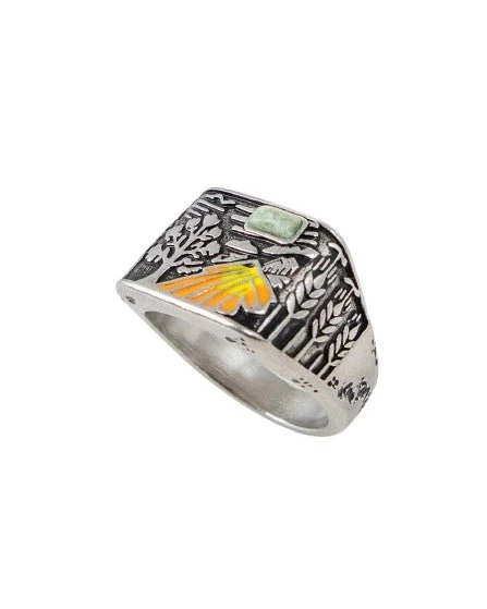 Jernhest - Slatta Ring med Kolmårdsmarmor och emalj - Silver - Image 3