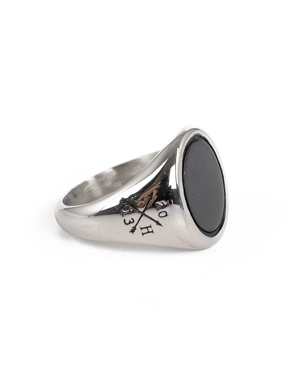 Jernhest - Tomas - Oval Klackring Silver/Svart - Image 3