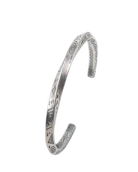 Jernhest - Tomb Armband - Skruvad Armlänk - Opolerad Silver - Image 4