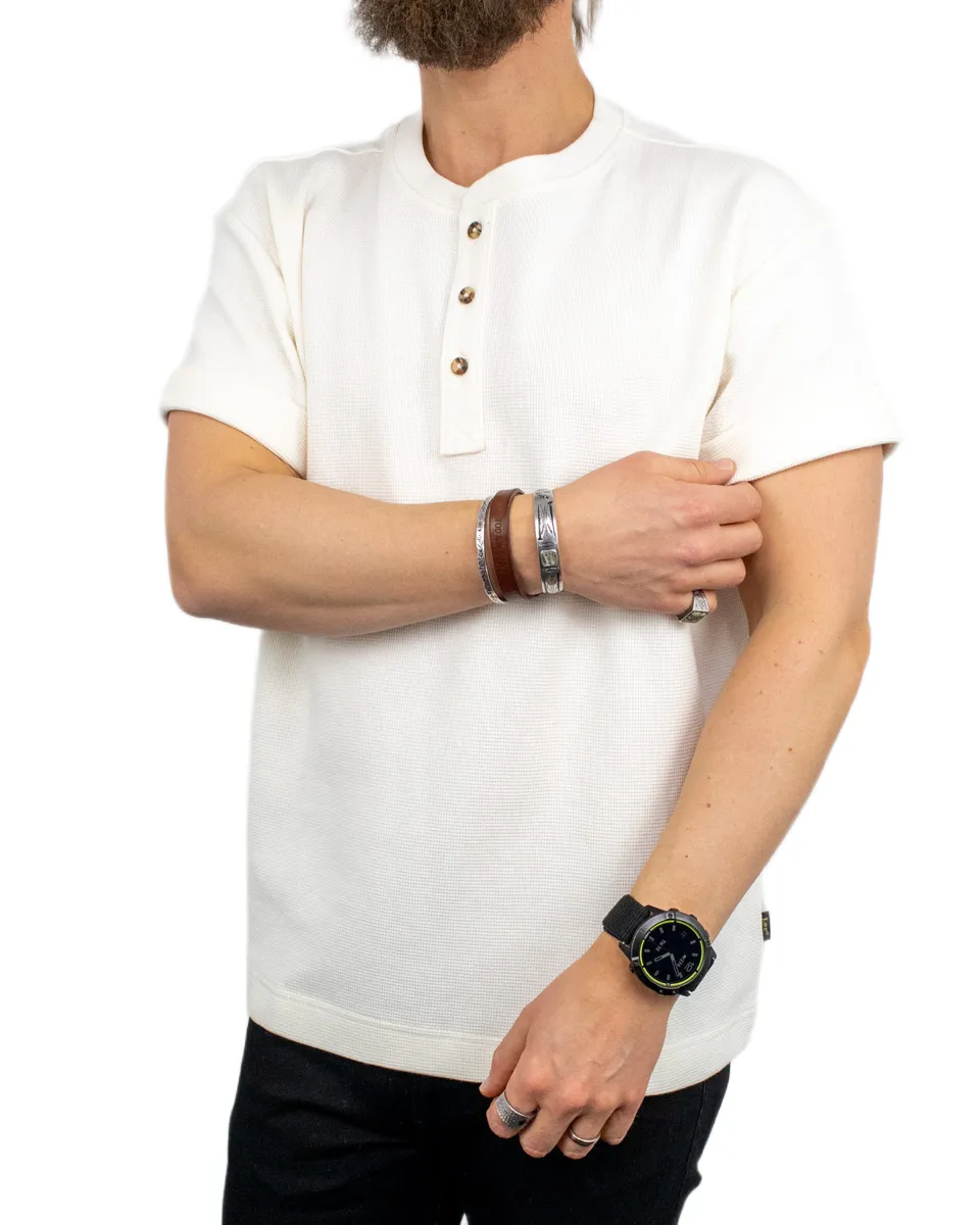 Lee - Kortärmad våfflad Henley - Vit - Image 4