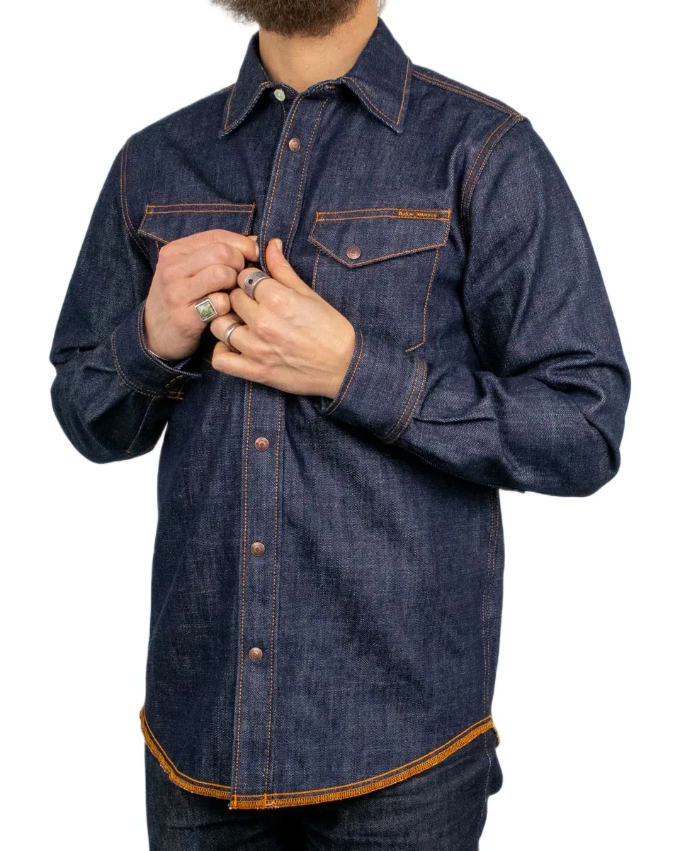 Nudie - Jeansskjorta - Gunnar - Dry Streak - Otvättad Blå - Image 4