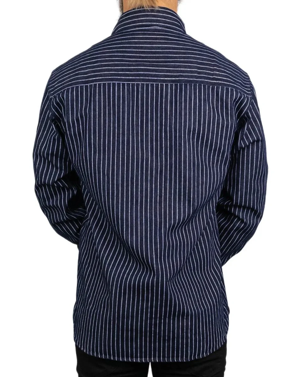 Pike Brothers - 1937 Randig Skjorta - Roamer Shirt - Blå - Image 3