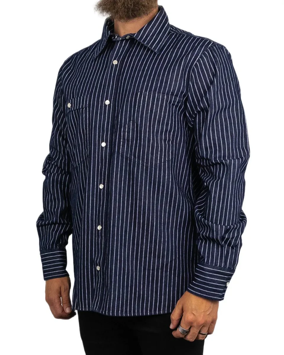 Pike Brothers - 1937 Randig Skjorta - Roamer Shirt - Blå - Image 4
