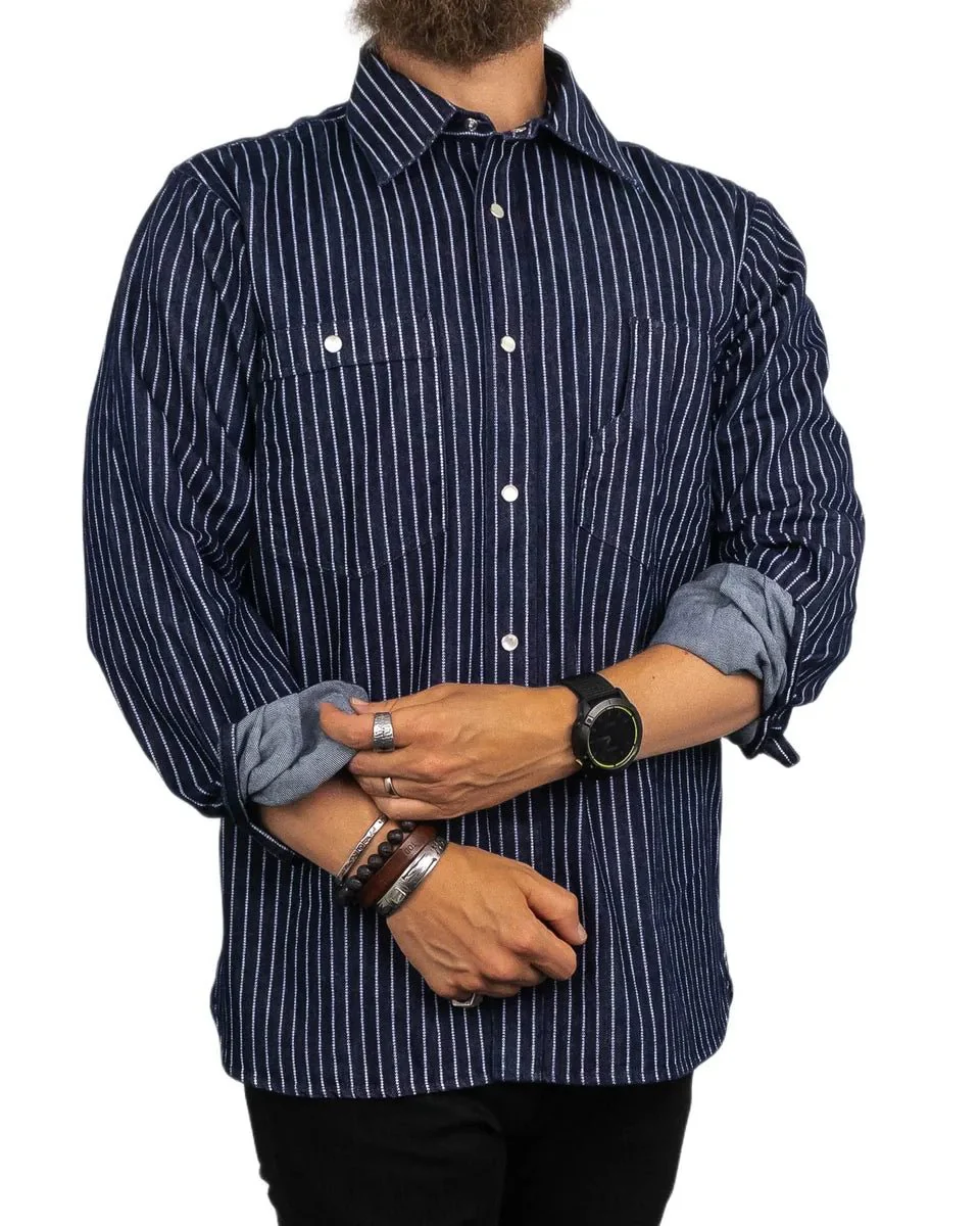 Pike Brothers - 1937 Randig Skjorta - Roamer Shirt - Blå - Image 5